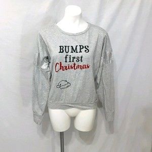 Forever 21 Maternity Christmas Graphic Tee Bump's First Christmas Top XL Festive